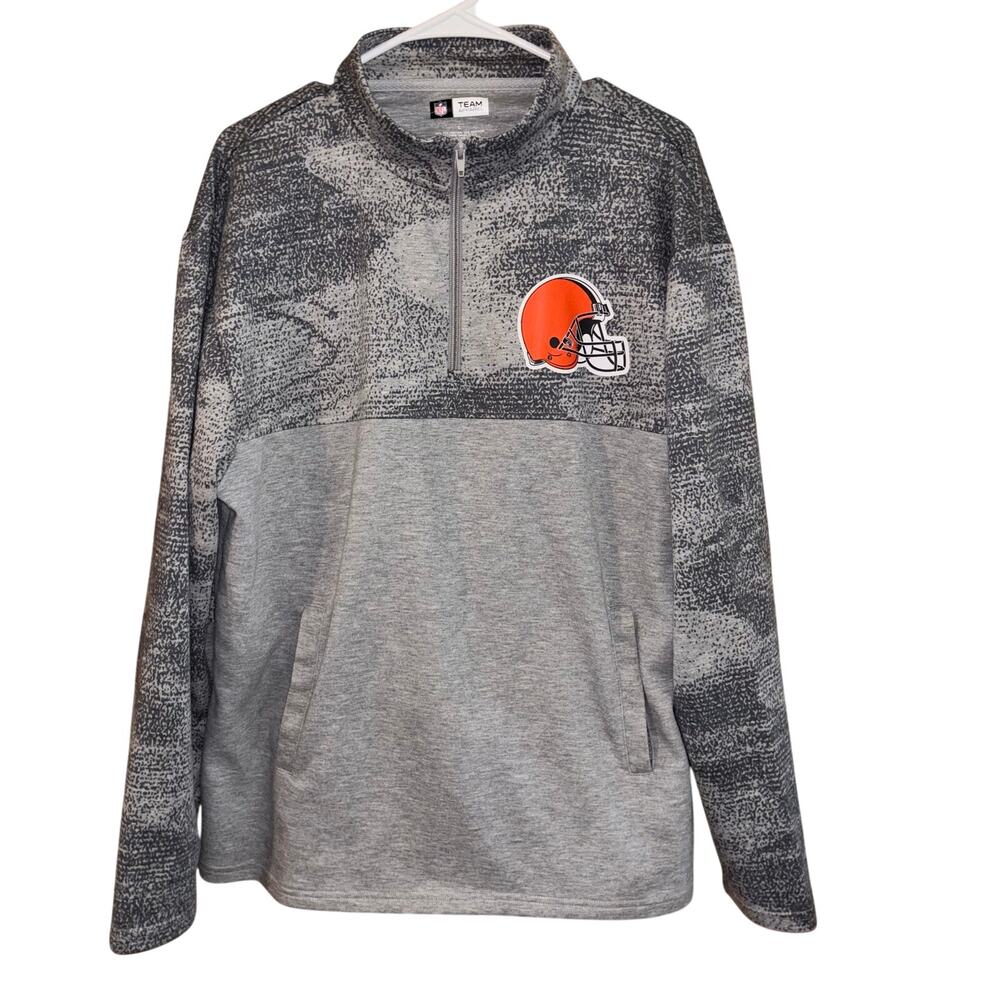 NFL Team Apparel Cleveland Browns gray quarter 1/4 zip sweatshirt (large)